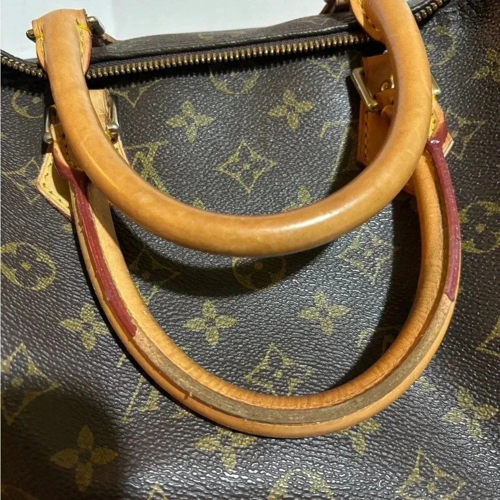 Louis Vuitton monogram speedy 45 vintage brown coated canvas LV top handle bag - Picture 8 of 13